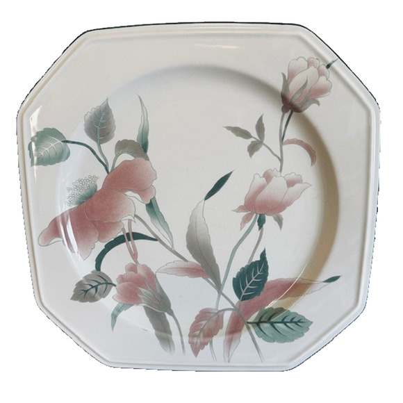 Mikasa Other - Mikasa Continental Silk Flowers F3003, Dinner Plate, Octagonal, Pink Flowers VTG